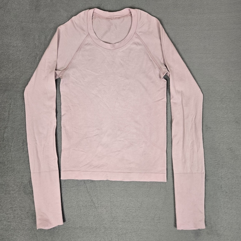 Lululemon Shirt Womens 2 Light Pink Metal Vent Long Sleeve Workout Gym Active